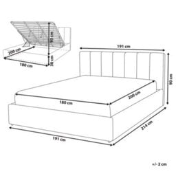 Beliani Ottoman Bed Fabric Dreux 180 X 200 Cm (Eu Super King) Beige - thumbnail 3