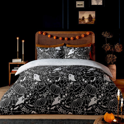Copenhagen Home Death Doodle Duvet Cover Set Black & White (King) - image 1