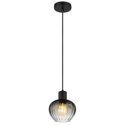 Luminosa Lighting Luminosa Toy 19Cm Dome Pendant Ceiling Light Matt Black Smoke Glass Shade 1X E27 - image 1