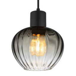Luminosa Lighting Luminosa Toy 19Cm Dome Pendant Ceiling Light Matt Black Smoke Glass Shade 1X E27 - thumbnail 3