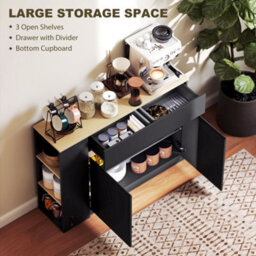 Homcom Kitchen Island, Storage Cabinet With 2 Drawers, 3 Open Shelves, Black - thumbnail 4