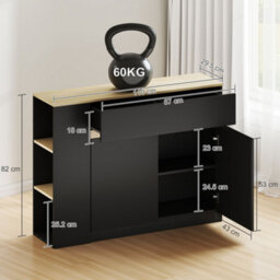 Homcom Kitchen Island, Storage Cabinet With 2 Drawers, 3 Open Shelves, Black - thumbnail 3