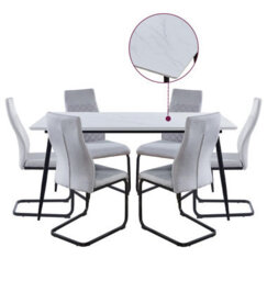 Hallowood Furniture Cullompton Large Rectangular Dining Table (160Cm) With 6 Light Grey Fabric High Back Chairs - thumbnail 8