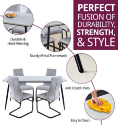 Hallowood Furniture Cullompton Large Rectangular Dining Table (160Cm) With 6 Light Grey Fabric High Back Chairs - thumbnail 2