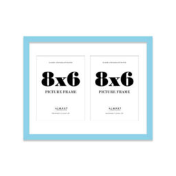 14X11 Inch 2 Opening Photo Collage Frame, Display Two 8X6 Inch Photos, Multi Aperture Family Picture Frame, Light Blue - thumbnail 2
