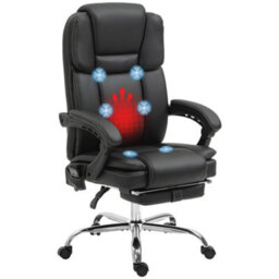 Vinsetto Massage Office Chair, Pu Leather High Back Recliner, Black - thumbnail 2