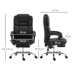 Vinsetto Massage Office Chair, Pu Leather High Back Recliner, Black - thumbnail 3