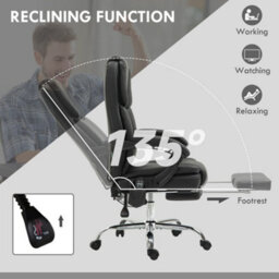 Vinsetto Massage Office Chair, Pu Leather High Back Recliner, Black - thumbnail 6