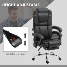 Vinsetto Massage Office Chair, Pu Leather High Back Recliner, Black - thumbnail 5