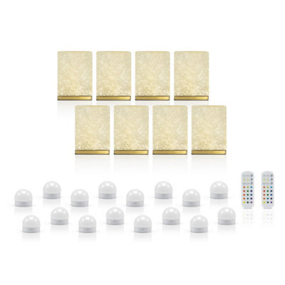 Auraglow Omniance Delphine Rechargeable Wireless Table Lamp With Remote - 8 Lamps, 16 Light Sources, 2 Remotes - image 1