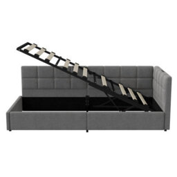 3Ft Single Ottoman Daybed With Storage, 90 X 190 Cm Upholstered Velvet, Hydraulic Lift Storage, Modern Sofa Bed For Bedroom, Grey - thumbnail 7