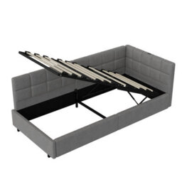 3Ft Single Ottoman Daybed With Storage, 90 X 190 Cm Upholstered Velvet, Hydraulic Lift Storage, Modern Sofa Bed For Bedroom, Grey - thumbnail 5