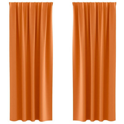 Berkfield Modern Curtains 2 Pcs Bright Orange 245 X 140 Cm Polyester