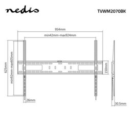 "Nedis Fixed Tv Lcd Wall Mount Bracket 60 - 100"", Maximum Weight 75Kg, Slim Profile - Black" - thumbnail 5
