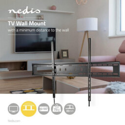 "Nedis Fixed Tv Lcd Wall Mount Bracket 60 - 100"", Maximum Weight 75Kg, Slim Profile - Black" - thumbnail 4