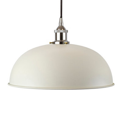 Clay White Worcester Painted Dome Pendant Light With Nickel Lamp Holder And Black Round Cable - Se Home - image 1