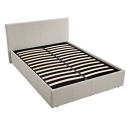 Luna 5Ft King Cream Beige Ottoman Storage Bed Gas Lift - Faux Leather Fabric & Sprung Slats Base - L:213Cm X W:168Cm X H:88.5Cm - thumbnail 7