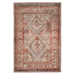 Loomed Neutral Terracotta Beige Vintage Distressed Washable Long Runner Rug 60Cm X 240Cm - thumbnail 2