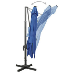 Walplus Cantilever Garden Parasol With Pole And Led Lights Azure Blue 300 Cm - thumbnail 7