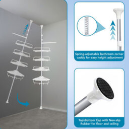 4-Tier Telescopic Corner Shower Caddy Bathroom Wall Shelf & Storage Organizer - thumbnail 4