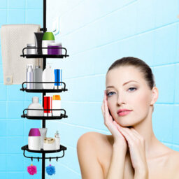 4-Tier Telescopic Corner Shower Caddy Bathroom Wall Shelf & Storage Organizer - thumbnail 3