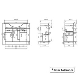 Rinse Bathrooms Gloss White Painted Bathroom Basin Sink Vanity Unit Cabinet Soft Close Door Hinges Floor Standing 850mm - thumbnail 7