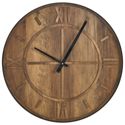 Beliani Wall Clock Saulges 60 Cm Brown - image 1