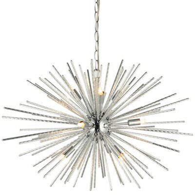 Multi Light Ceiling Pendant 9 Bulb Chrome Feature Chandelier Vintage Metal Lamp - image 1