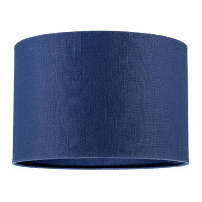 Happy Homewares Designer Navy Peony Blue Textured Linen Fabric Circular Lamp Shade - image 1