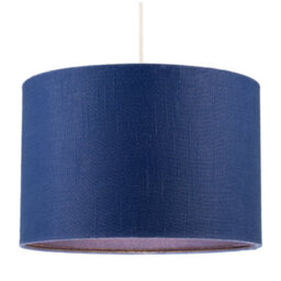 Happy Homewares Designer Navy Peony Blue Textured Linen Fabric Circular Lamp Shade - thumbnail 2