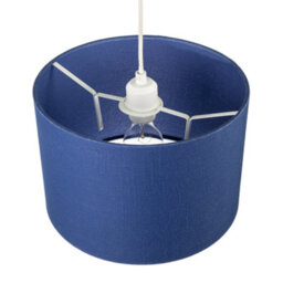 Happy Homewares Designer Navy Peony Blue Textured Linen Fabric Circular Lamp Shade - thumbnail 3