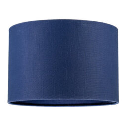 Happy Homewares Designer Navy Peony Blue Textured Linen Fabric Circular Lamp Shade