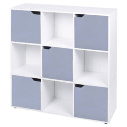 Urbn-Living Urbnliving 9 Cube White Wooden Bookcase Shelving Display Shelves Storage Unit Wood Shelf Grey Door