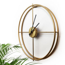 Walplus 50Cm X 50Cm Gold Iron Larry's Minimalist Clock - Gold Wall Clock, Living Room Wall Clock, Non-Ticking Wall Clock - thumbnail 1