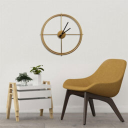 Walplus 50Cm X 50Cm Gold Iron Larry's Minimalist Clock - Gold Wall Clock, Living Room Wall Clock, Non-Ticking Wall Clock - thumbnail 2