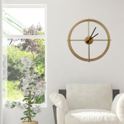 Walplus 50Cm X 50Cm Gold Iron Larry's Minimalist Clock - Gold Wall Clock, Living Room Wall Clock, Non-Ticking Wall Clock - thumbnail 3