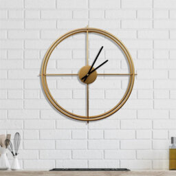 Walplus 50Cm X 50Cm Gold Iron Larry's Minimalist Clock - Gold Wall Clock, Living Room Wall Clock, Non-Ticking Wall Clock - thumbnail 4