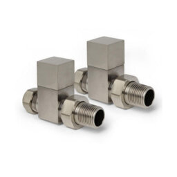 Plum&clay Pair Of Square Nickel Straight Radiator Valves