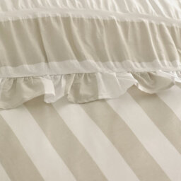 Catherine Lansfield Seersucker Frill Stripe Single Duvet Cover Set With Pillowcase Natural - thumbnail 4