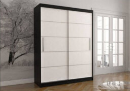 Arte Modern Elegance -  Vista 06  Sliding Door Wardrobe In Black Matt With White Doors  - (H)2000mm X (W)1500mm X (D)610mm - thumbnail 1
