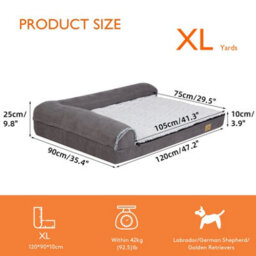 Bingopaw Xl 120Cm Dog Bed Sofa Pet Head Neck Raised High Bolster Pillow Washable Cover - thumbnail 2