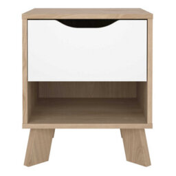 Wyld Haus Hobro 1-Drawer Nightstand, White And Natural Oak (400X474X398 mm) - thumbnail 3