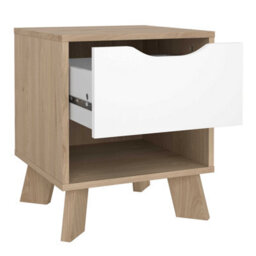 Wyld Haus Hobro 1-Drawer Nightstand, White And Natural Oak (400X474X398 mm) - thumbnail 7