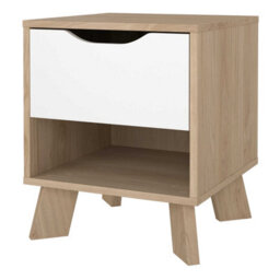 Wyld Haus Hobro 1-Drawer Nightstand, White And Natural Oak (400X474X398 mm) - thumbnail 4
