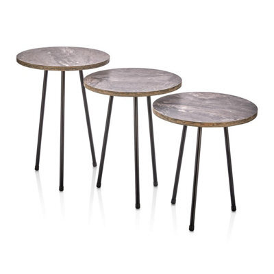 Divchi Round Wood Leg Nesting Coffee Tables, Set Of 3