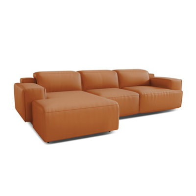Valencia Valentina Leather Three Seats With Left Chaise Recliner Sofa Cognac Nappa 11000 Leather Kiln Dried Wood - image 1