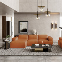 Valencia Valentina Leather Three Seats With Left Chaise Recliner Sofa Cognac Nappa 11000 Leather Kiln Dried Wood - thumbnail 2