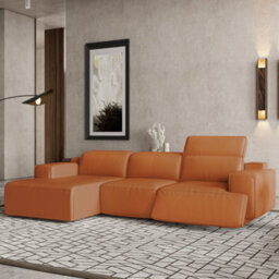 Valencia Valentina Leather Three Seats With Left Chaise Recliner Sofa Cognac Nappa 11000 Leather Kiln Dried Wood - thumbnail 4