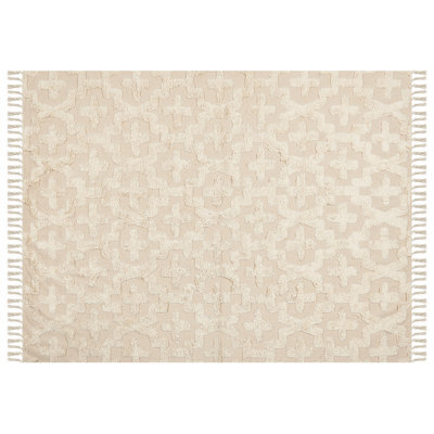 Beliani Beige Rug, 160 X 230 Cm, Hand-Tufted Geometric Design - image 1