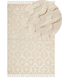 Beliani Beige Rug, 160 X 230 Cm, Hand-Tufted Geometric Design - thumbnail 3